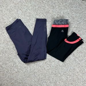 Reebok RBX Leggings Womens Small Lot Of 2 Black Pink Capri Purple Crop Ankle